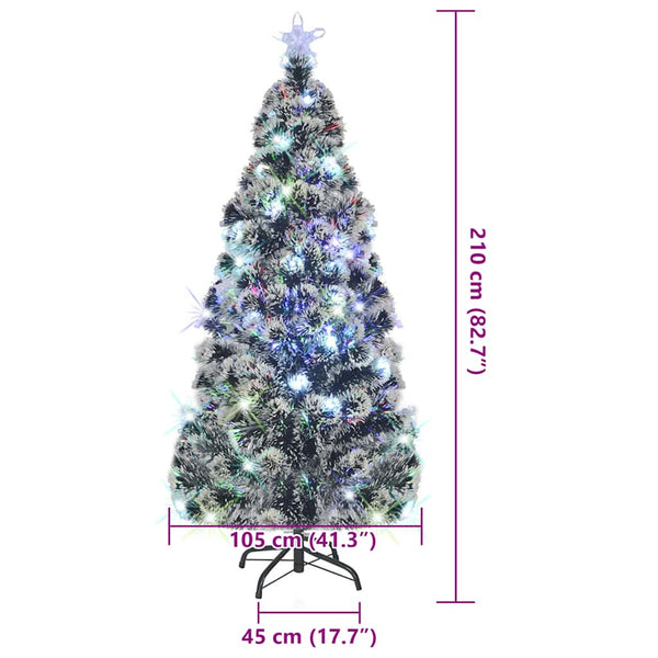 vidaXL Pre-Lit Christmas Tree with Stand and LED 210 cm Fiber Optic