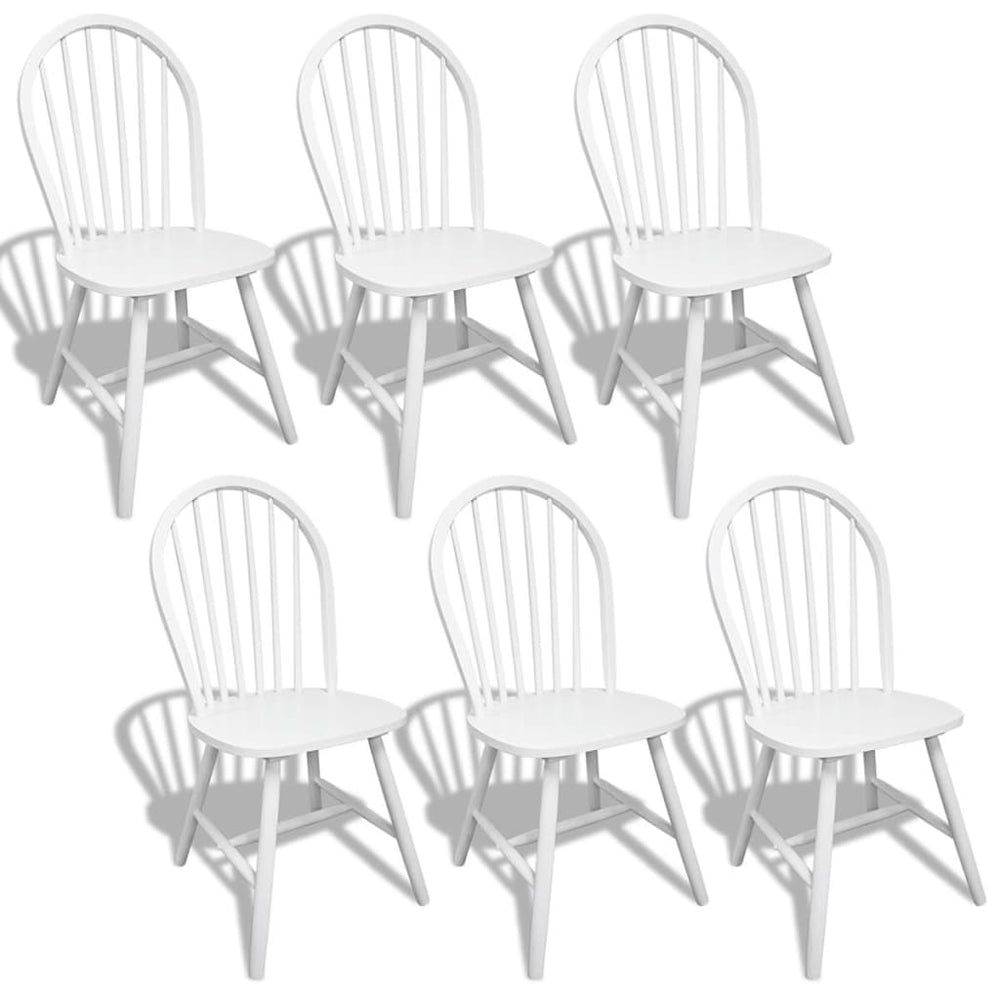 vidaXL Dining Chairs 6 pcs White Solid Rubberwood