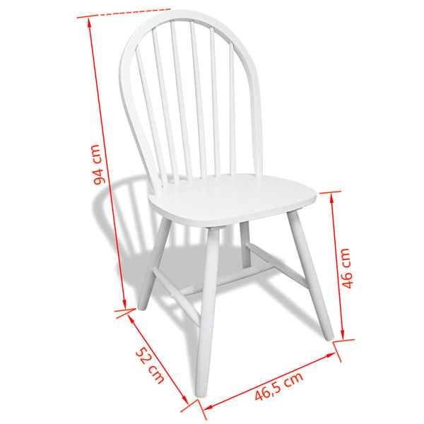 vidaXL Dining Chairs 6 pcs White Solid Rubberwood