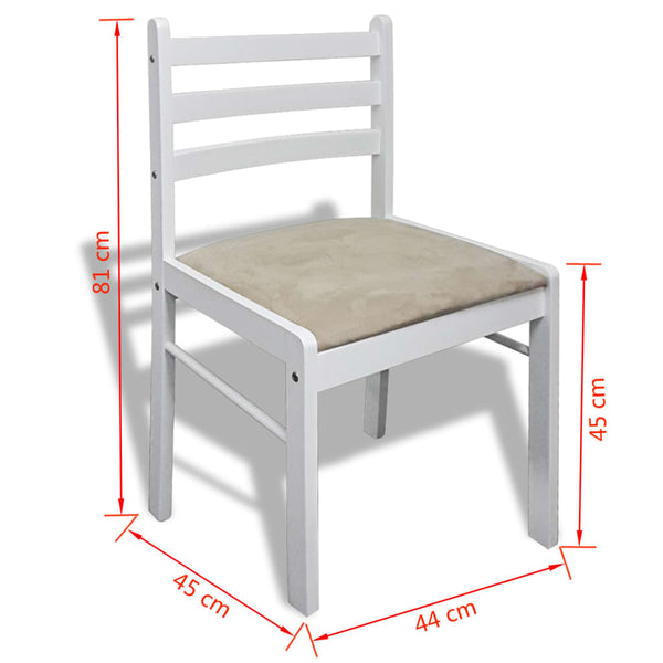 vidaXL Dining Chairs 6 pcs White Solid Wood and Velvet