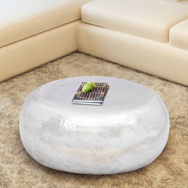 vidaXL Coffee Table in Hammered Aluminium Silver