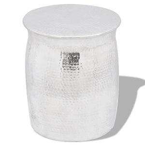 vidaXL Stool/Side Table Hammered Aluminum Silver