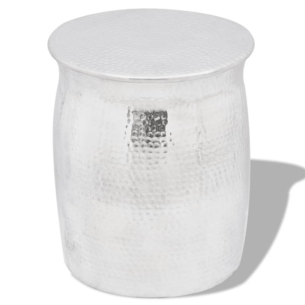 vidaXL Stool/Side Table Hammered Aluminum Silver