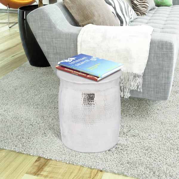 vidaXL Stool/Side Table Hammered Aluminum Silver