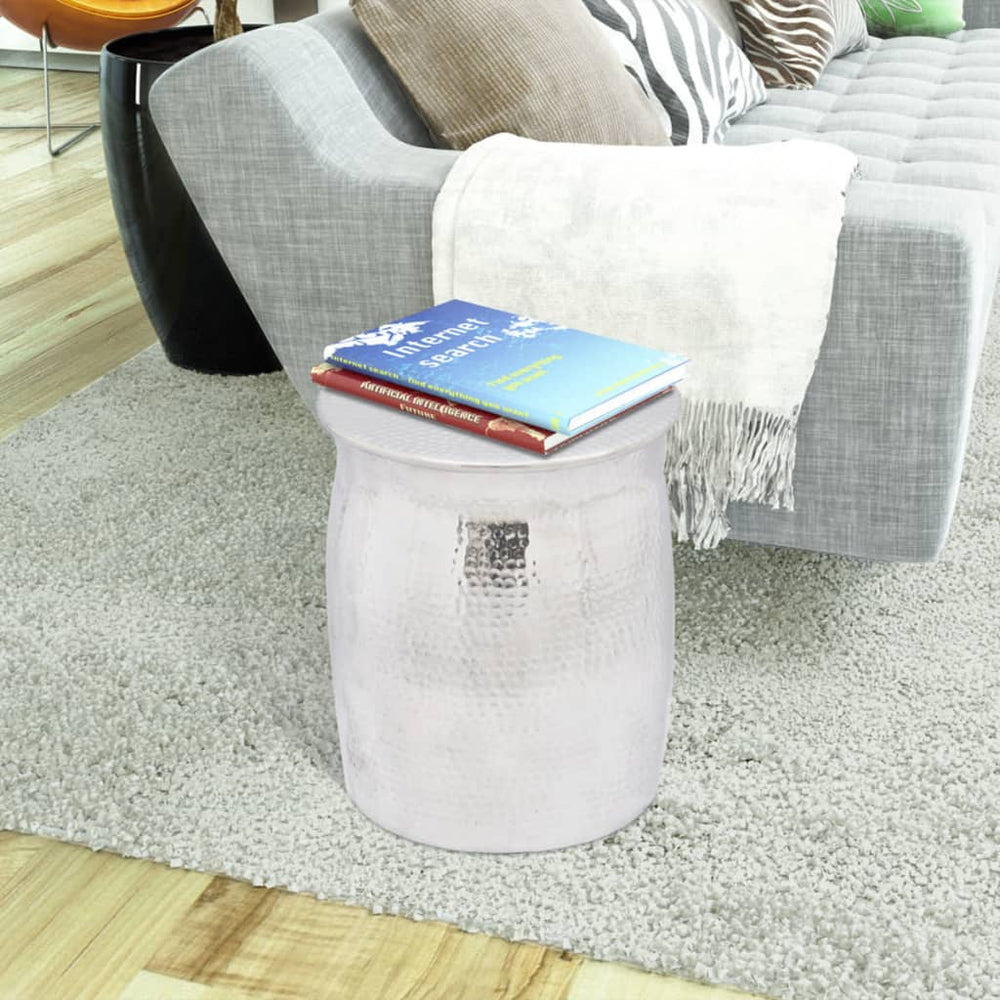 vidaXL Stool/Side Table Hammered Aluminum Silver