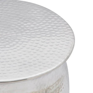 vidaXL Stool/Side Table Hammered Aluminum Silver