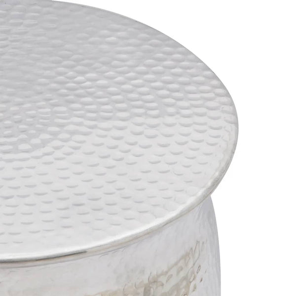 vidaXL Stool/Side Table Hammered Aluminum Silver