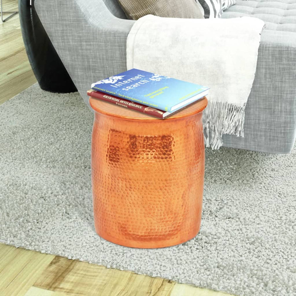 vidaXL Hammered Aluminum Stool/Side Table Copper-Colored