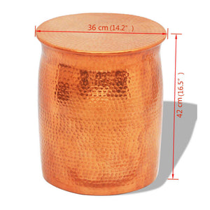 vidaXL Hammered Aluminum Stool/Side Table Copper-Colored