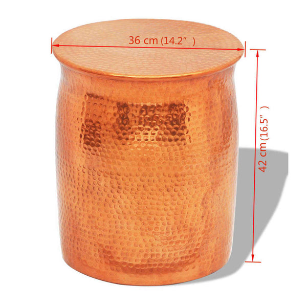 vidaXL Hammered Aluminum Stool/Side Table Copper-Colored