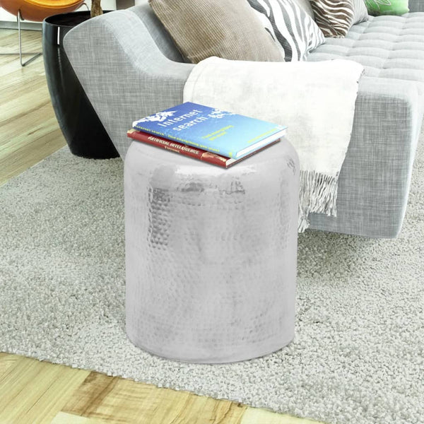 vidaXL Stool/Side Table Hammered Aluminum Silver