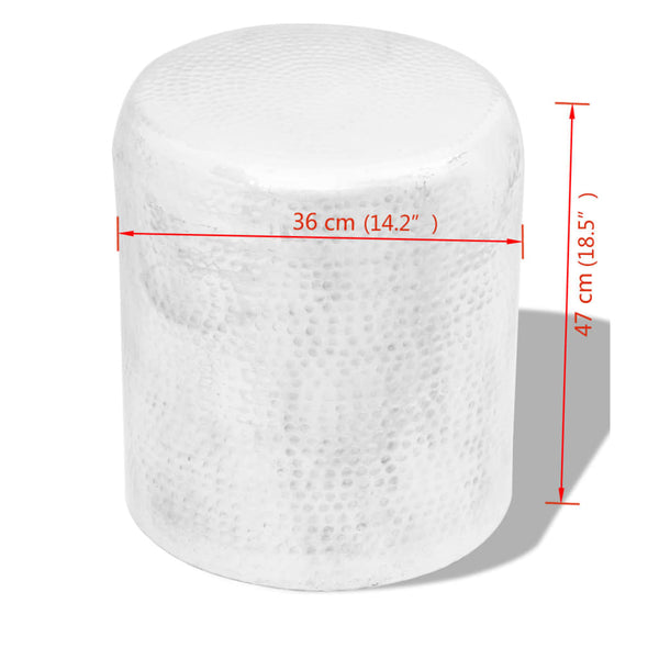 vidaXL Stool/Side Table Hammered Aluminum Silver