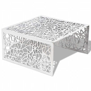 vidaXL Coffee Table Silver Geometric Hole Pattern Aluminium