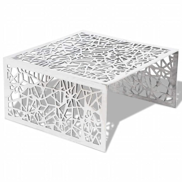 vidaXL Coffee Table Silver Geometric Hole Pattern Aluminium