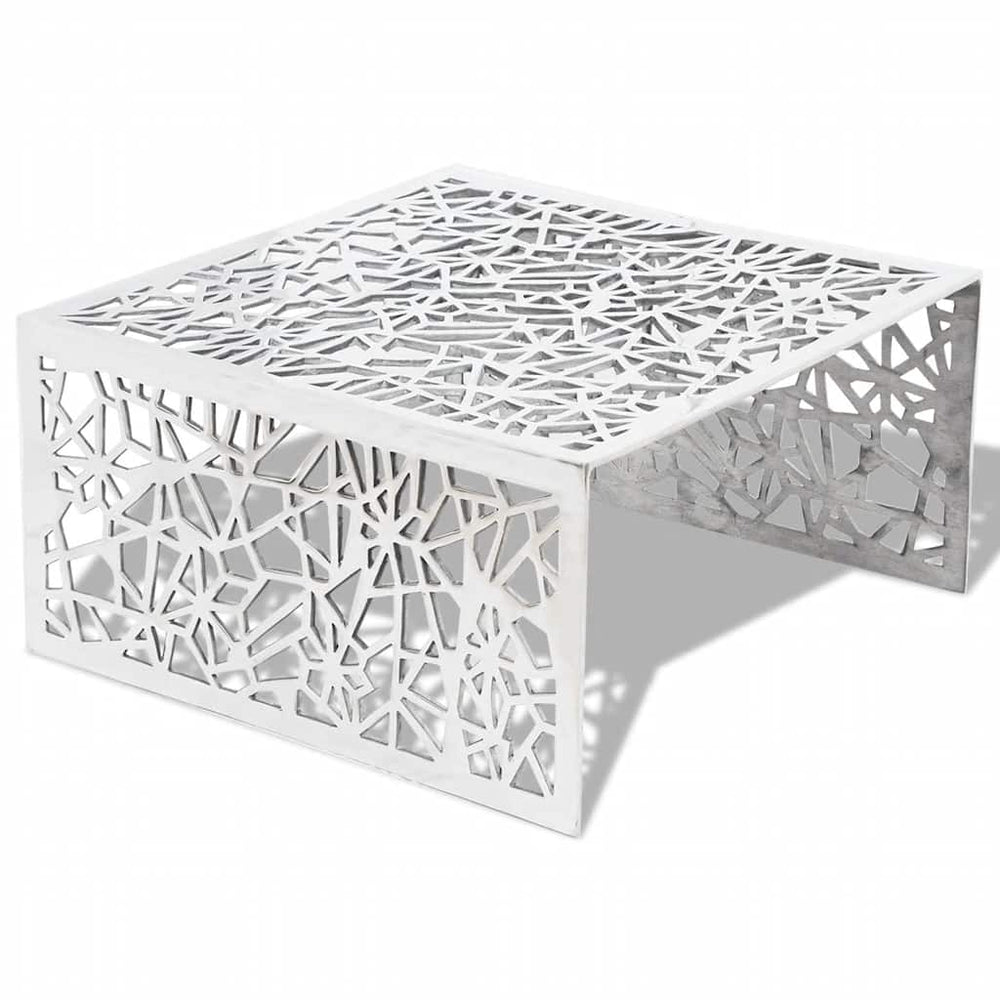 vidaXL Coffee Table Silver Geometric Hole Pattern Aluminium