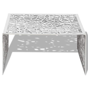 vidaXL Coffee Table Silver Geometric Hole Pattern Aluminium