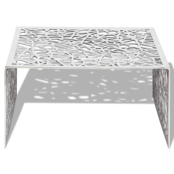 vidaXL Coffee Table Silver Geometric Hole Pattern Aluminium