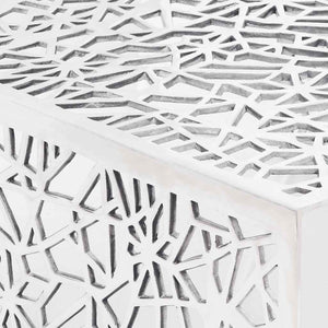 vidaXL Coffee Table Silver Geometric Hole Pattern Aluminium