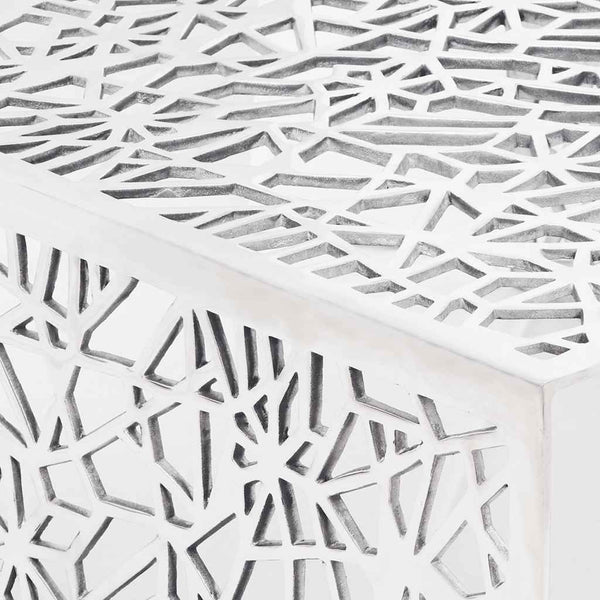 vidaXL Coffee Table Silver Geometric Hole Pattern Aluminium
