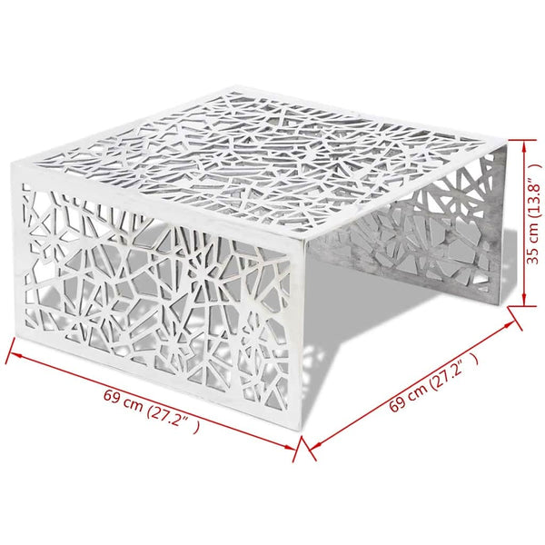 vidaXL Coffee Table Silver Geometric Hole Pattern Aluminium