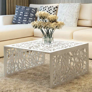 vidaXL Coffee Table Silver Geometric Hole Pattern Aluminium