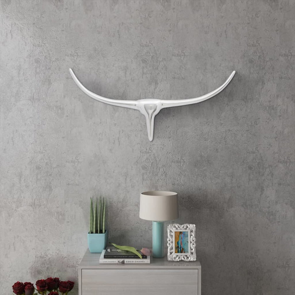 Wall Mounted Aluminum Bull Head Decoration Silver 72 cm