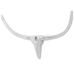 Wall Mounted Aluminum Bull Head Decor Silver 96cm