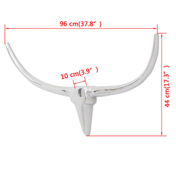 Wall Mounted Aluminum Bull Head Decor Silver 96cm