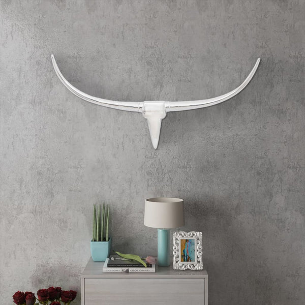 Wall Mounted Aluminum Bull Head Decor Silver 96cm