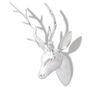 Aluminum Wall Decoration Stag Head Antlers Silver 61 cm