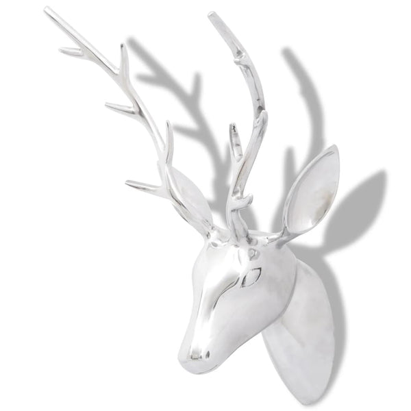 Aluminum Wall Decoration Stag Head Antlers Silver 61 cm