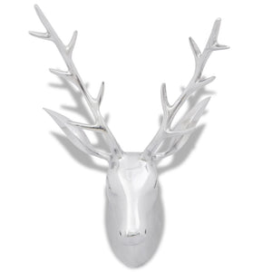 Aluminum Wall Decoration Stag Head Antlers Silver 61 cm