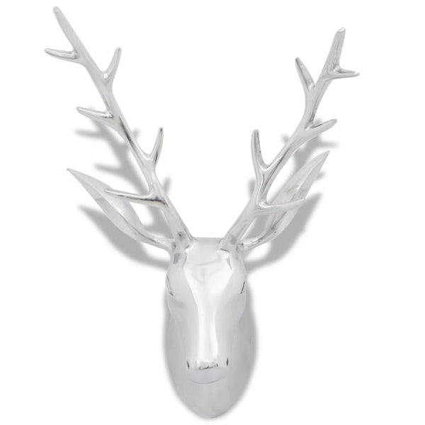 Aluminum Wall Decoration Stag Head Antlers Silver 61 cm