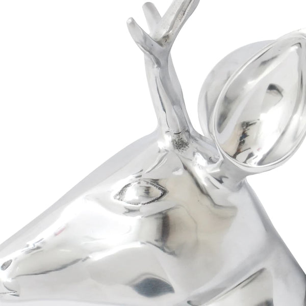 Aluminum Wall Decoration Stag Head Antlers Silver 61 cm