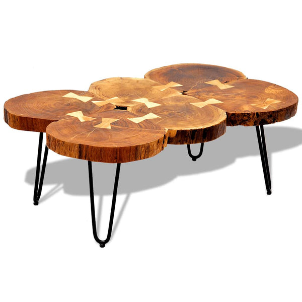 vidaXL Coffee Table 35 cm 6 Slices Solid Acacia Wood