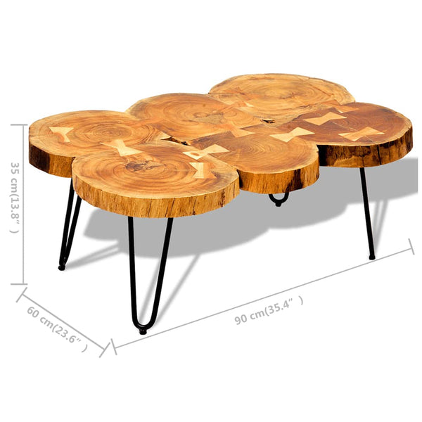 vidaXL Coffee Table 35 cm 6 Slices Solid Acacia Wood