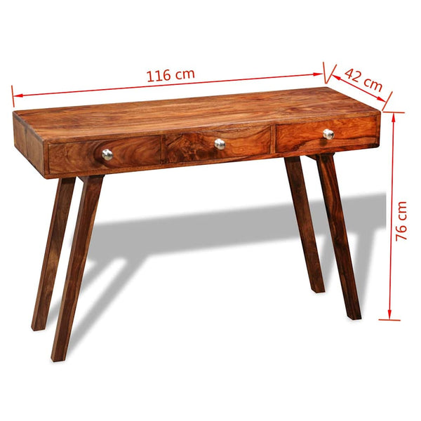 vidaXL Console Table with 3 Drawers 76 cm Solid Acacia Wood