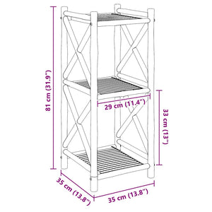 vidaXL Corner Shelf with 3 Tiers Square Bamboo