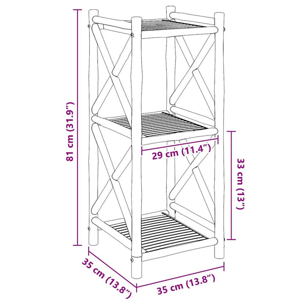 vidaXL Corner Shelf with 3 Tiers Square Bamboo