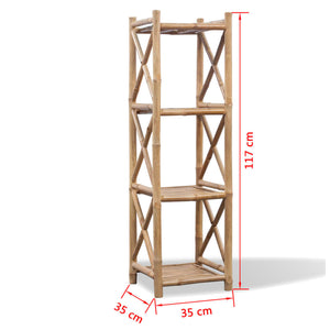 vidaXL Square 4-Tier Shelf Unit Bamboo