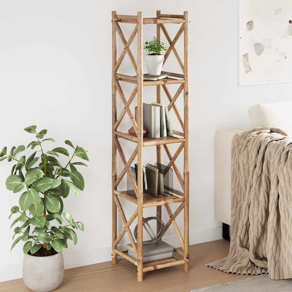vidaXL 5-Tier Square Bamboo Shelf Unit