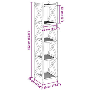 vidaXL 5-Tier Square Bamboo Shelf Unit