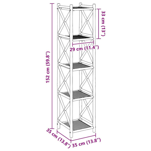 vidaXL 5-Tier Square Bamboo Shelf Unit