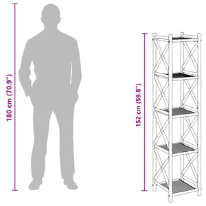 vidaXL 5-Tier Square Bamboo Shelf Unit