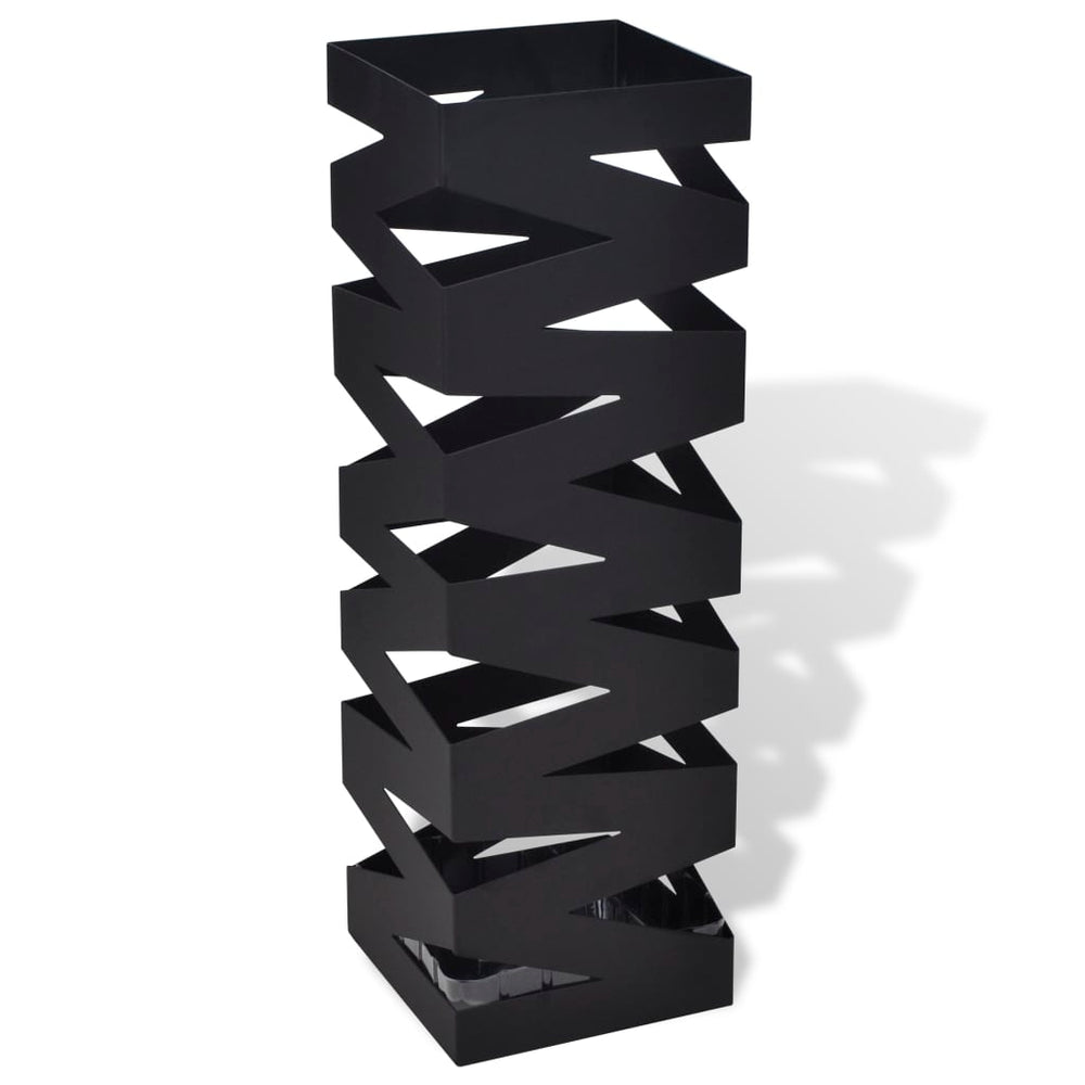 Umbrella Stand Umbrella Holder Walking Stick Steel Black Square 48.5 cm