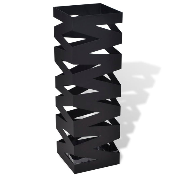 Umbrella Stand Umbrella Holder Walking Stick Steel Black Square 48.5 cm