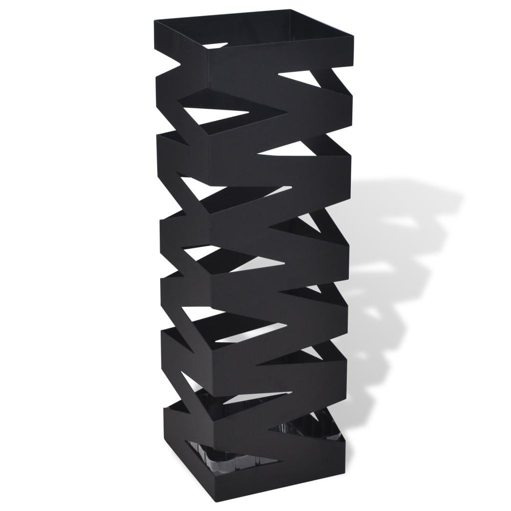 Umbrella Stand Umbrella Holder Walking Stick Steel Black Square 48.5 cm
