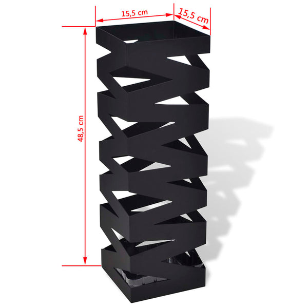 Umbrella Stand Umbrella Holder Walking Stick Steel Black Square 48.5 cm
