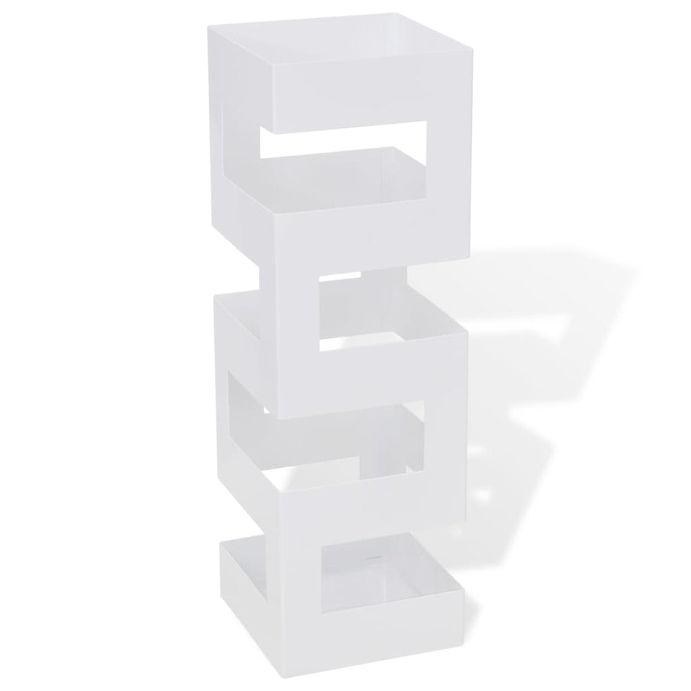 Umbrella Stand Umbrella Holder Walking Stick Steel Square White 48.5 cm