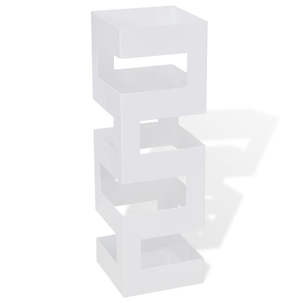 Umbrella Stand Umbrella Holder Walking Stick Steel Square White 48.5 cm